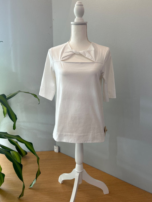 Ganni XS White SS Twist Neck