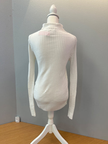Anine Bing L Cream Ribbed Mock Neck