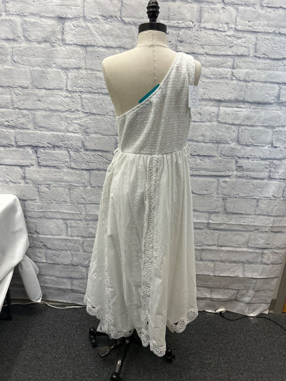 Baevely L White 1 shoulder eyelet midi w/ lace NWT