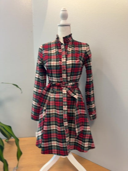 Kiel James Patrick XS Red/Green Plaid Flannel LS Belted bttnfrnt