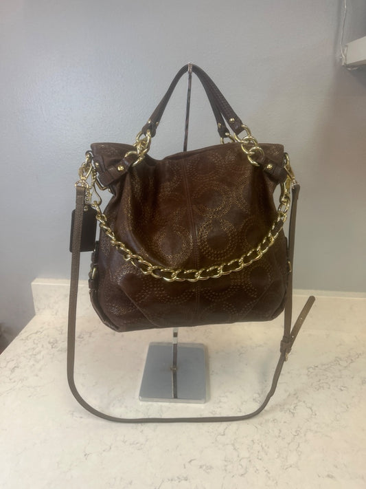 Coach  Brown vinage embossed gold CC med. leather w/ 2nd strap