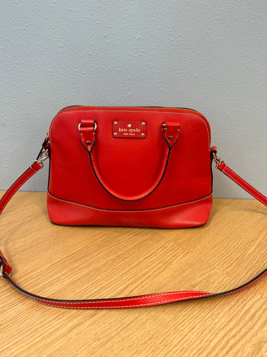 Kate Spade  Red Medium Leather Satchel w/ crossbody strap