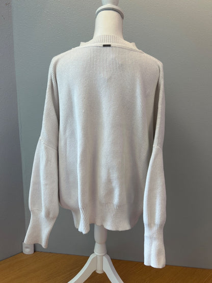 Free People M White Oversized ribbed Hi Neck AS IS(Signs of Wear)