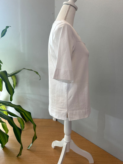 Ganni XS White SS Twist Neck