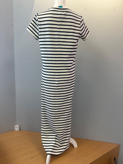 Spanx M White /BLK striped SS maxi dress