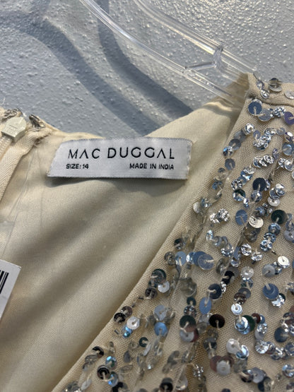 Mac Duggal 14 Silver SS Sequin x-bodice Long FORMAL