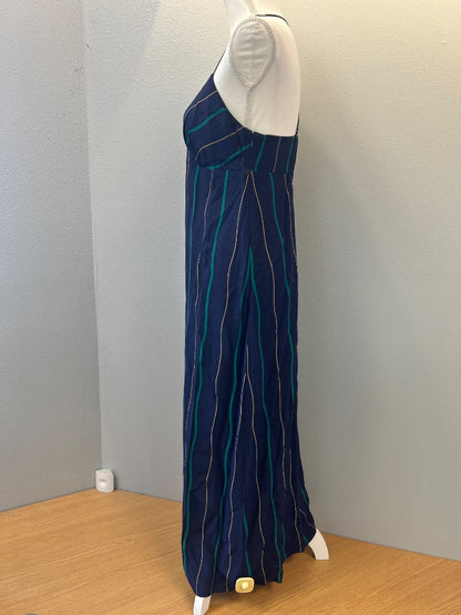 Madewell S Blue /green striped sleeveless midi NWT