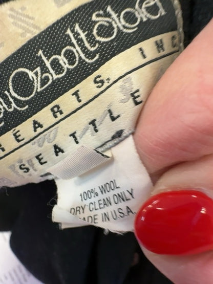 Mary Lou Ozbolt Storer S Black /red 100% wool jacket w/ fringe/embroidery