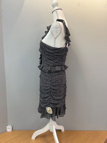 ASTR the Label M Black /white mini floral print halter ruffle ruched detail
