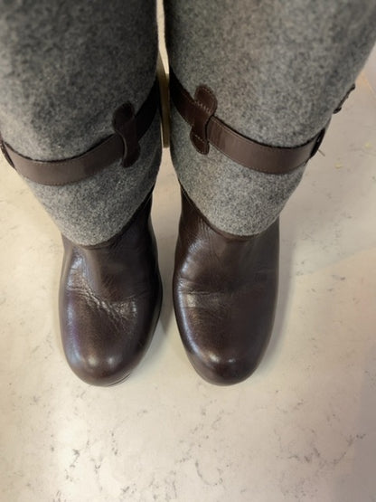 Cole Haan 9 Brown brown leather calf boot w/ gray gelt upper