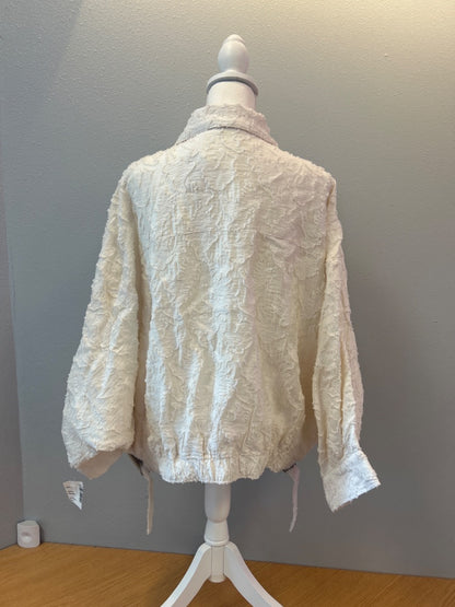 Anthropologie XL Cream lace bomber full zip NWT
