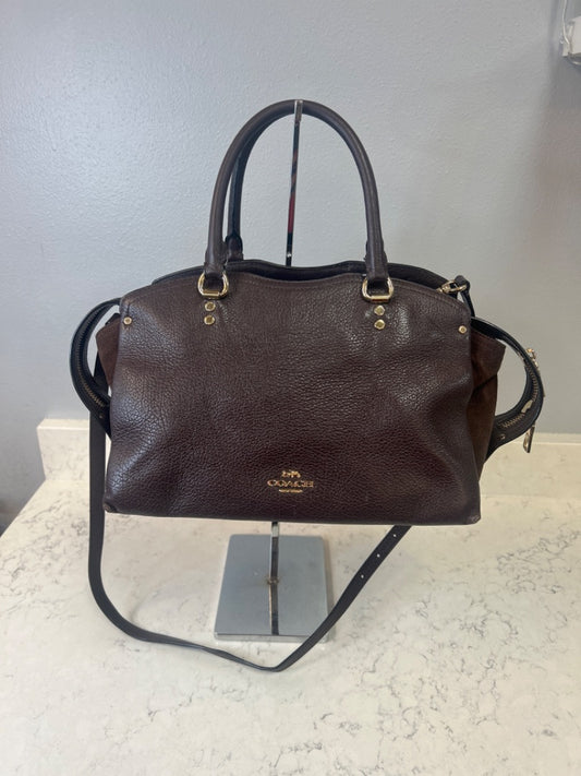 Coach  Brown Crossbody/2 handle leather purse w/ gold hardware