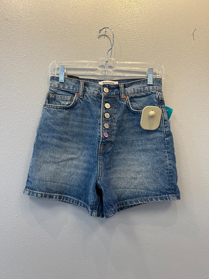 Reformation 0 Mid Wash Denim bttn fly shorts