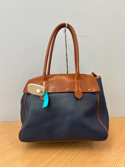 Donney & Burke  Blue 'wilson satchel' w/ brown leather handles/gold hardware