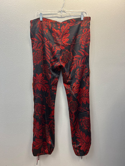Johnny Was XS Red SILK patterned slip on pant NWT