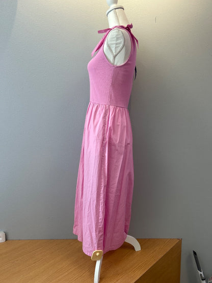 j crew S Pink Ribbed top w/shoulder ties