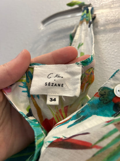 Sezane S Green Palm bttn back