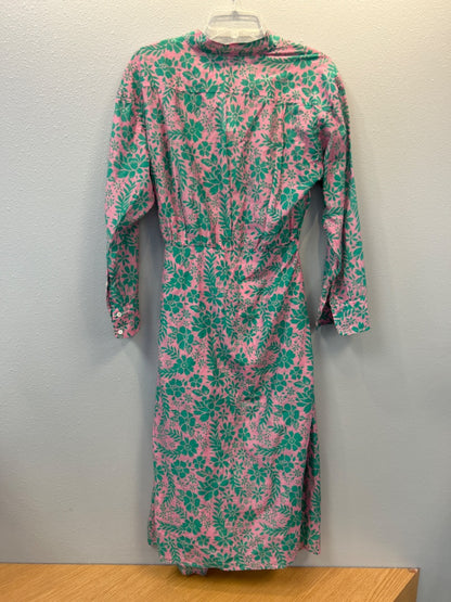 Xirena M pink/green LS Floral Print Tie Waist