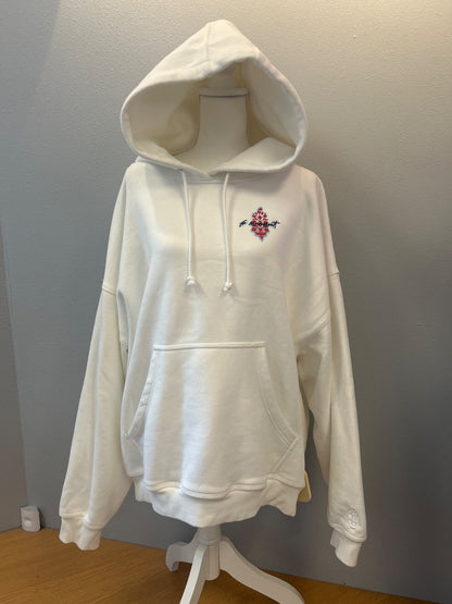 fp movement L White classic hoodie w/ red/blue logo