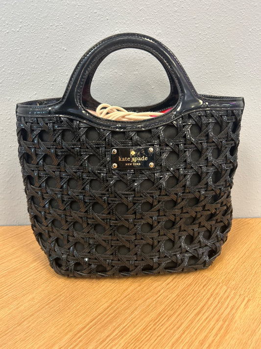 Kate Spade  Black woven patent leather / floral lining