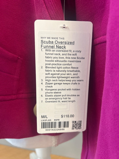 Lululemon M Pink NWT Scuba oversized funnel neck