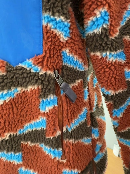 Patagonia S Brown /blue camo sherpa LS full zip