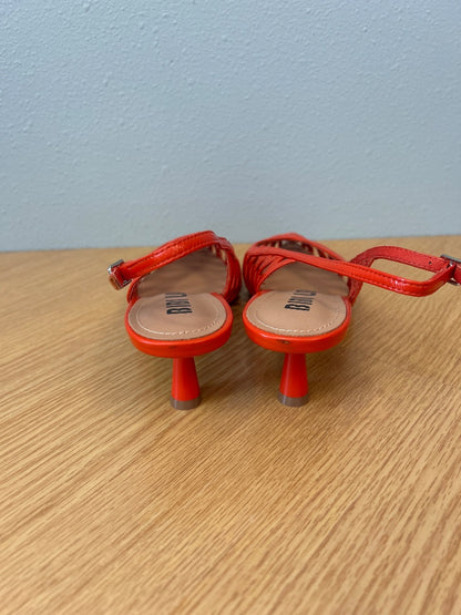 Bibi Lou 8.5 Orange Woven point toe kitten heel