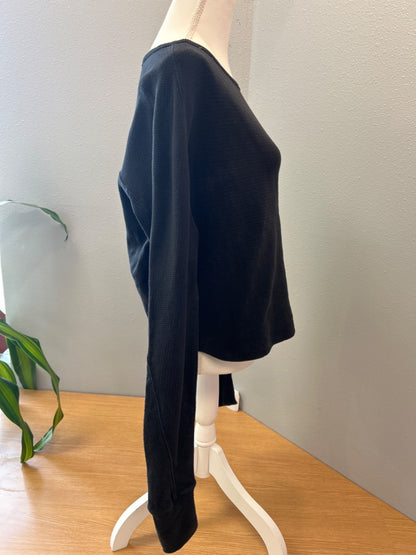 We The Free M Black textured LS wide neck to