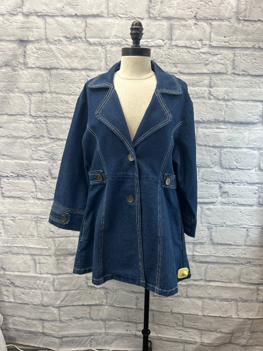Flashback L Blue Denim SPRING jacket w/ large bttns/WTE stitching