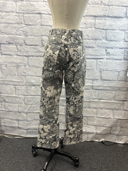 mother 4 Gray floral denim flare jeans