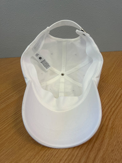 Lululemon L/XL White baseball cap w/ lemon/logo