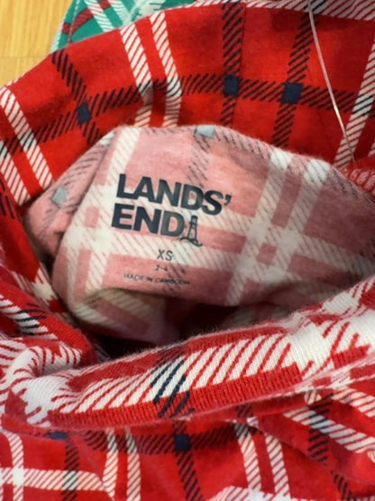 Lands End XS Blue/Green/Red Plaid Turtleneck