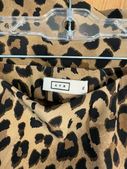 AYR XL Cheetah 'The Eleganza' silk midi skirt w/ slit