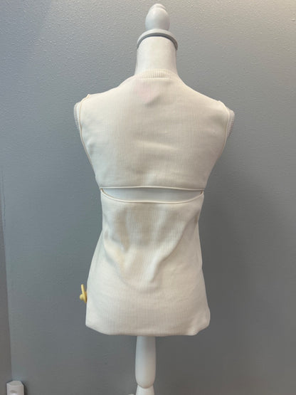 Helmut Lang S Cream Ribbed hi neck open back