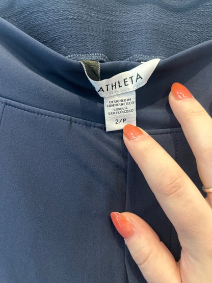 Athleta 2P Navy pleated wide leg flowy pant