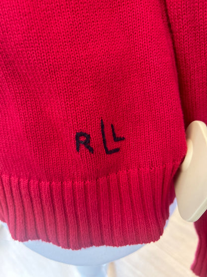 Lauren Ralph Lauren S Red knit turtleneck USA flag sweater