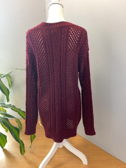 John + Jenn S Red Loose cable knit fuzzy tunic NWT