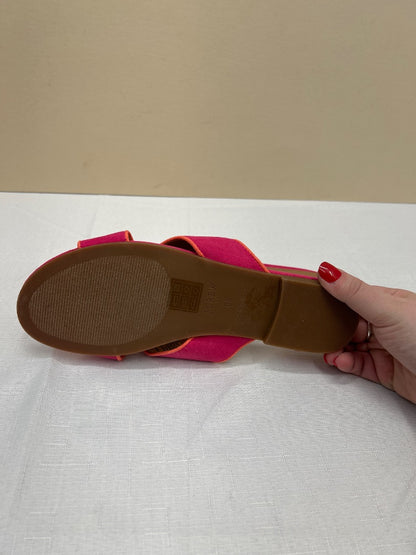 j crew 8.5 Pink Flt x-strap slides