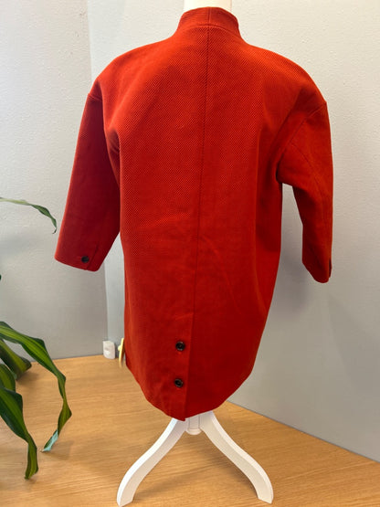 Steven Alan 2 Orange 'Cocoon Tour Coat' 100% cotton twill single button long hem
