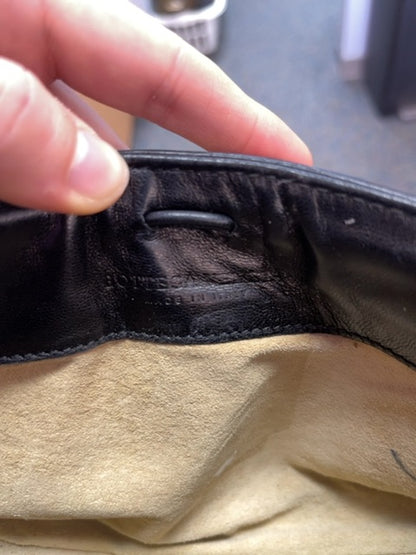 Bottega Veneta  Black Woven Leather Mini Baugette