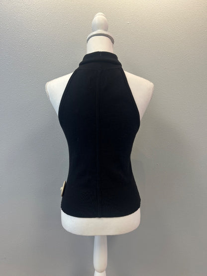 grey/ven L Black knit turtleneck tank