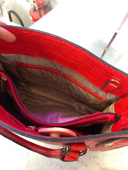 Micheal Kors  Red 2 handle tote purse w/ gold hardware