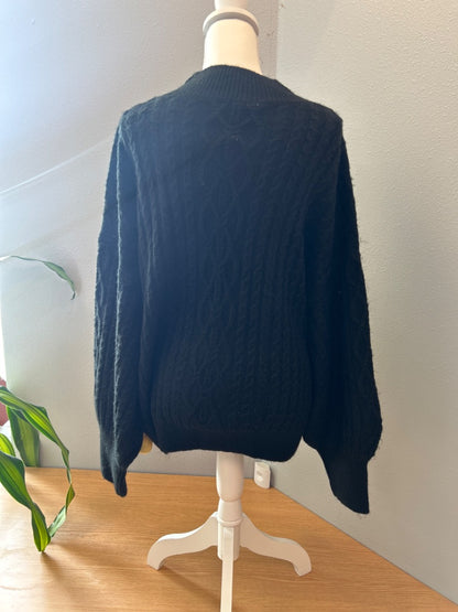 Vince Camuto XXL Black thick fuzzy crewneck LS NWT