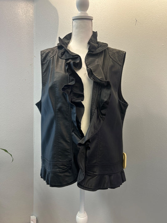 Faux leather & ruffles Vest