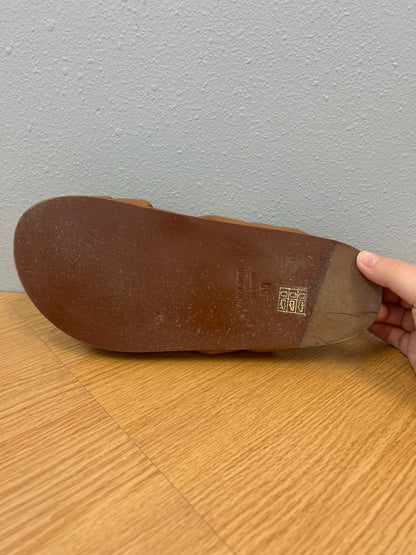 Anine Bing 8/8.5 Tan puffy criss cross strap flat sandals w/ box