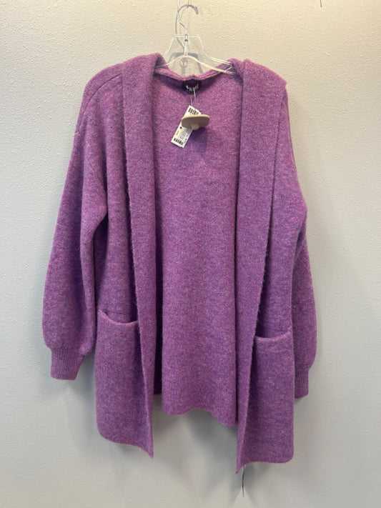 Beryll os Purple CASHMERE hooded LS open front cardi NWT