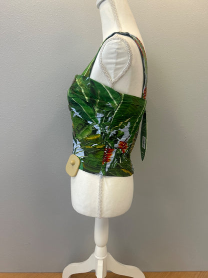Farm Rio S Green NWT Palm Print Bustier