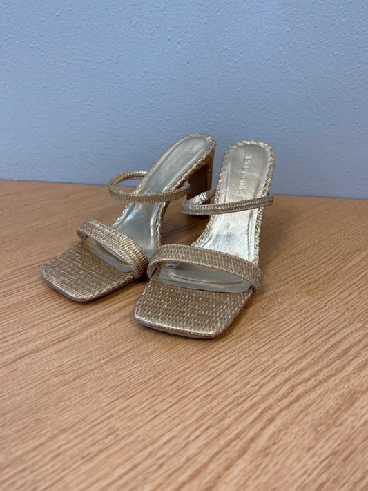 Billini 9 Gold Woven 2 strap heels