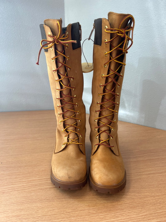 Timberland 9 Tan TALL lace up boots LEATHER