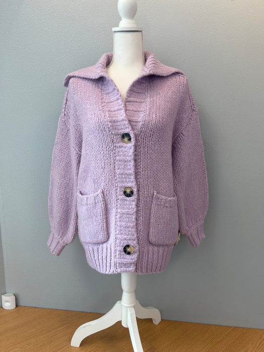 Anthropologie XS Purple NWT Chunky knit w/collar